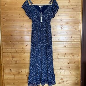 Max Studio from Nordstrom Navy Blue Floral Maxi Dress